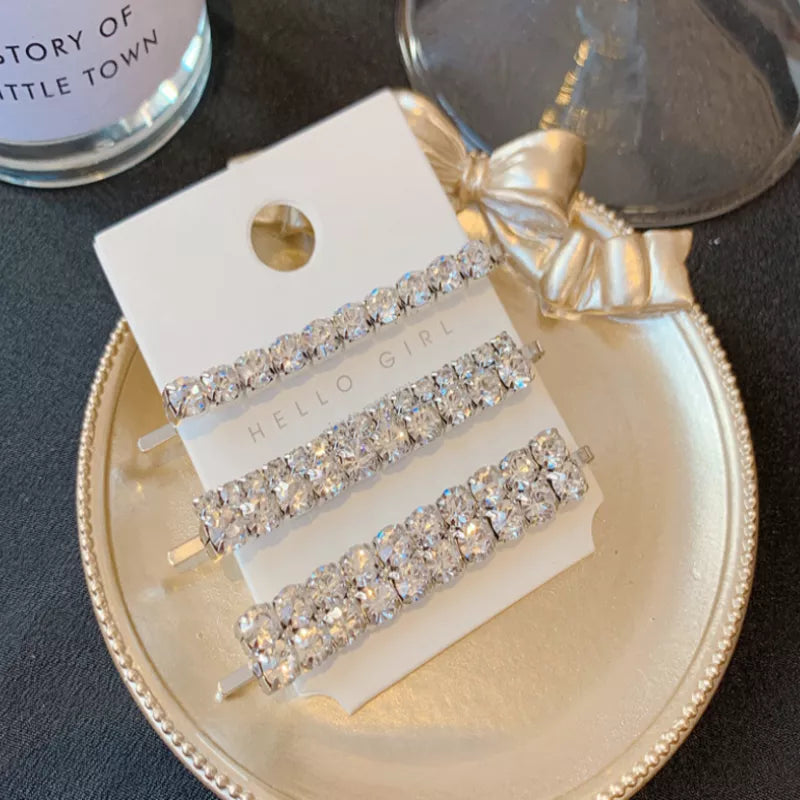 TRIXIE - Rhinestone hair pins 3 PC set. gold/silver Bobby pins