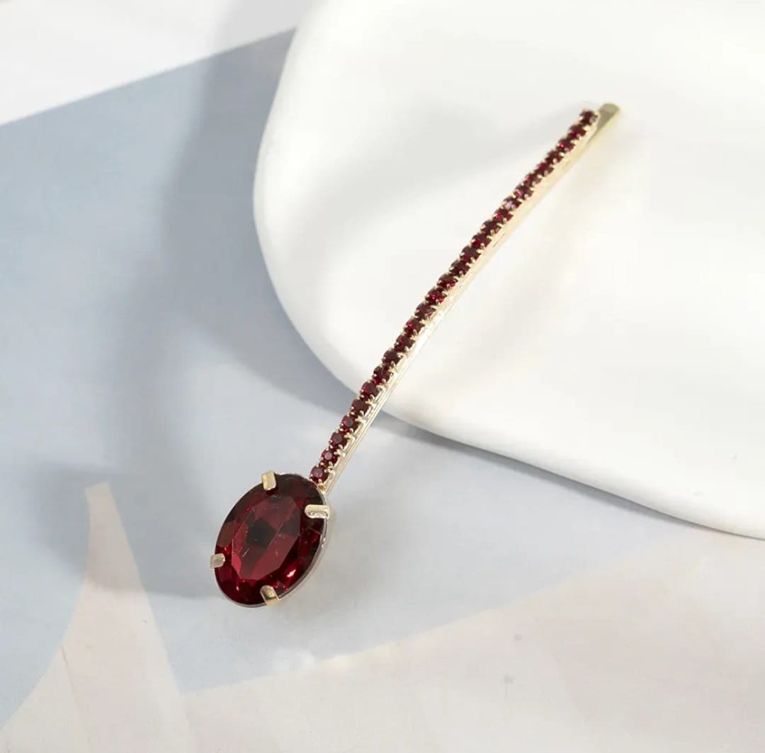 Oval Gemstone Rhinestone bobby pin