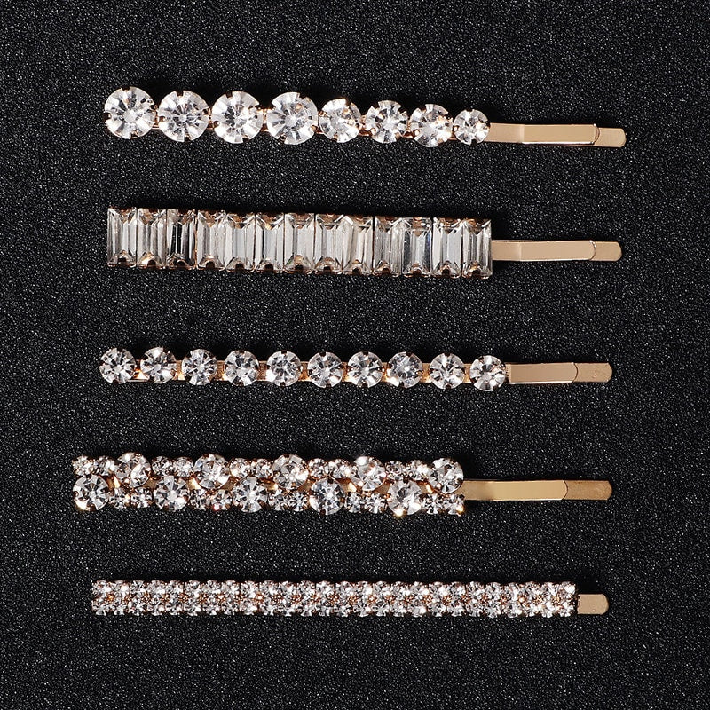 FIFI - White Diamond Rhinestone Hairpin 5pc Set.