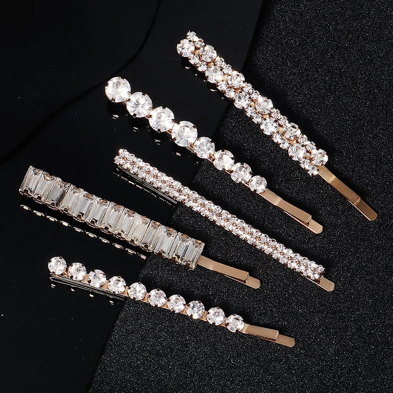 FIFI - White Diamond Rhinestone Hairpin 5pc Set.