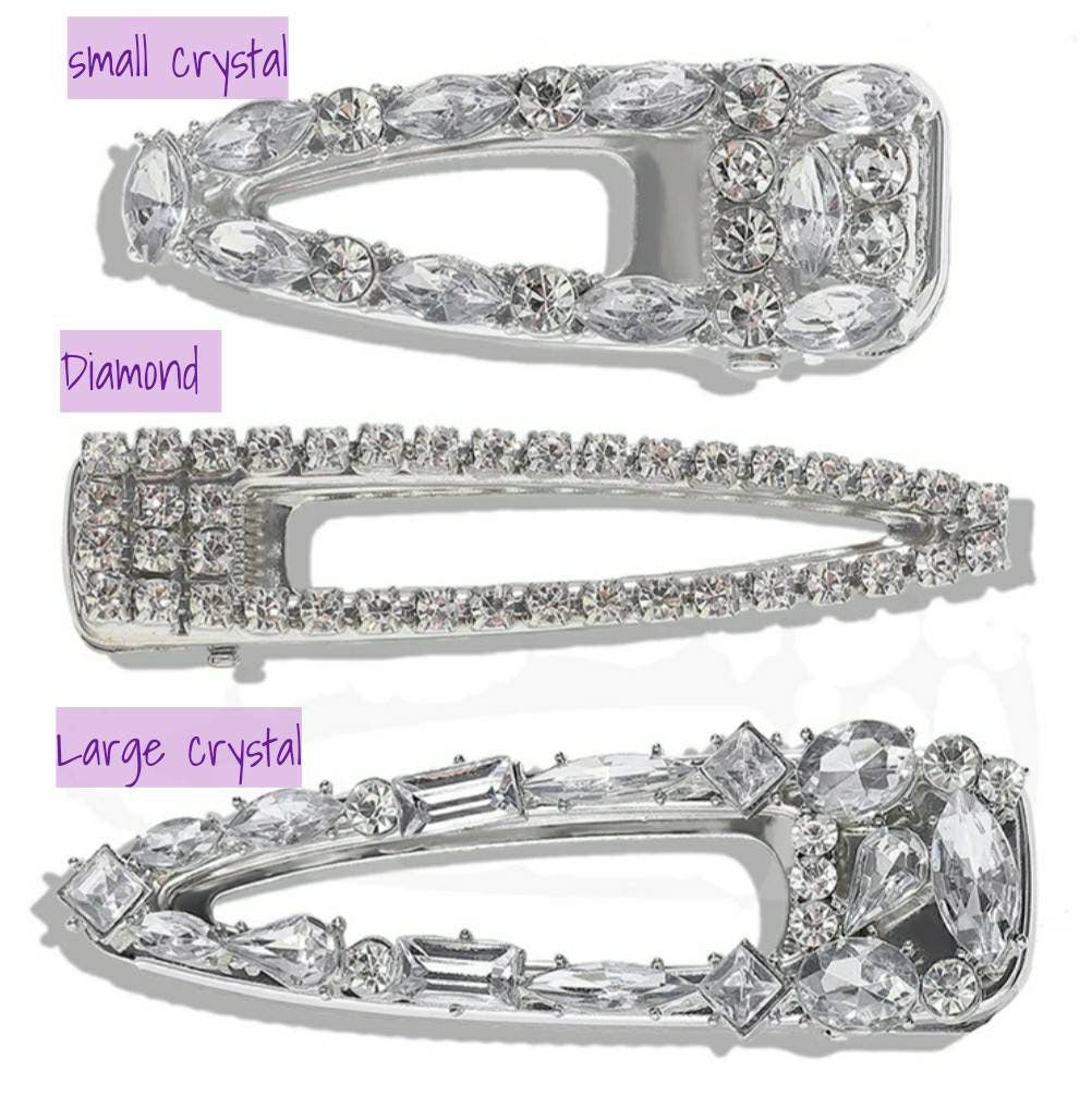 NELA - Silver Diamond Rhinestone Alligator hair clips