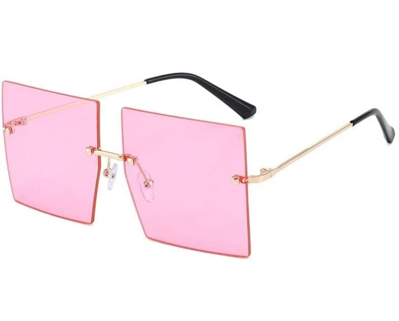 Square Rimless Oversized Sunglasses - Unisex