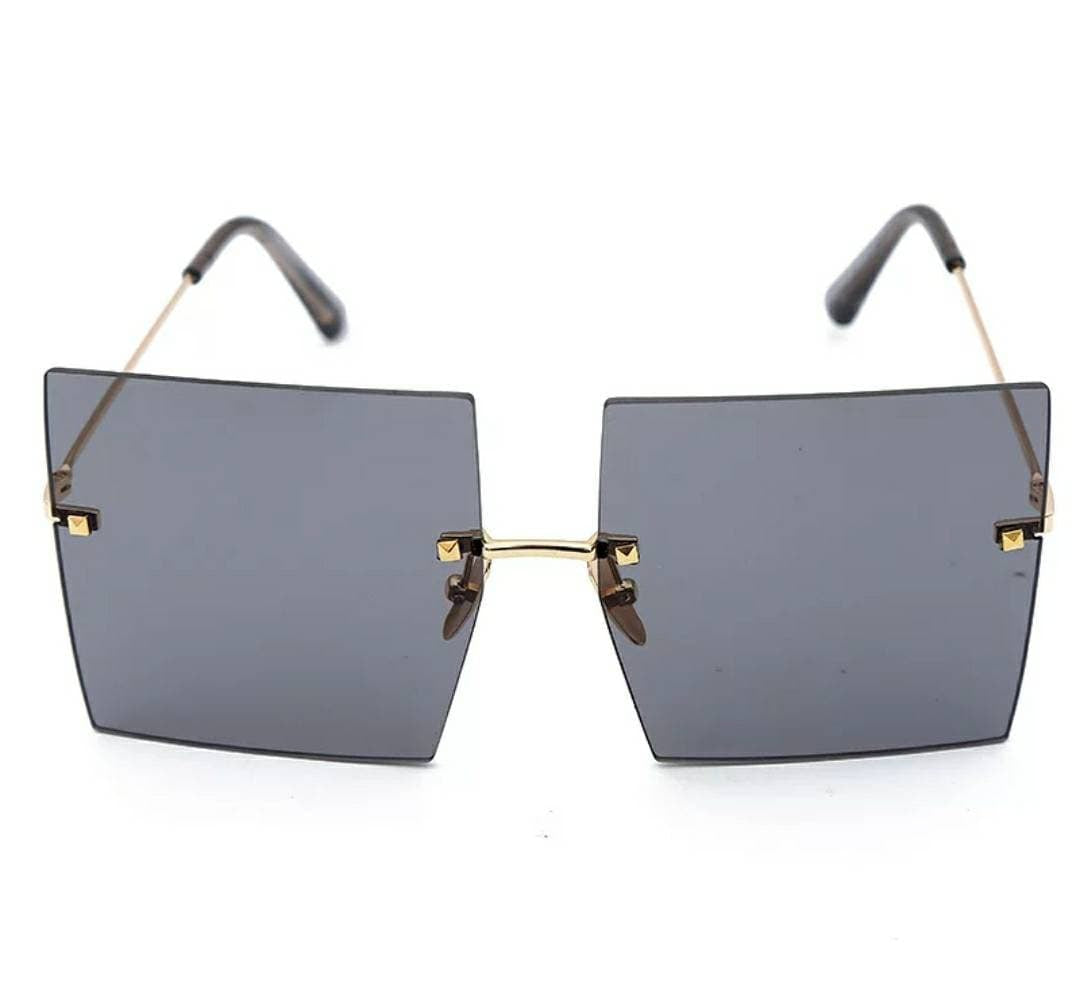 Square Rimless Oversized Sunglasses - Unisex