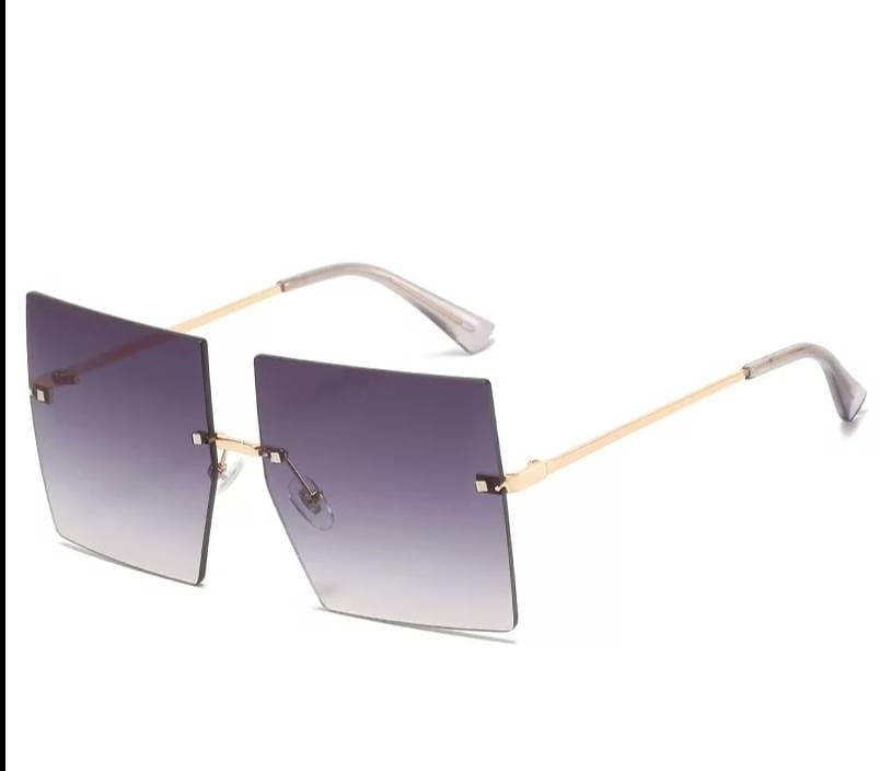 Square Rimless Oversized Sunglasses - Unisex