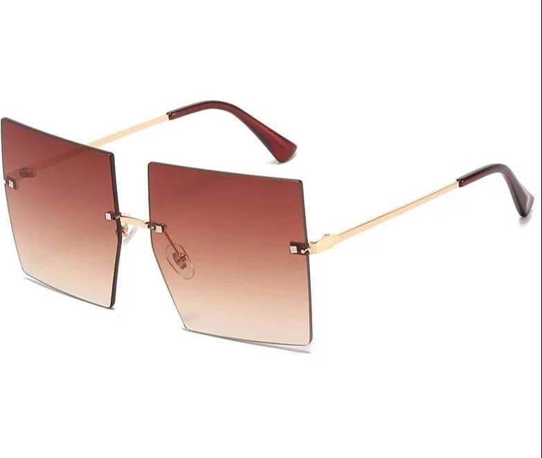 Square Rimless Oversized Sunglasses - Unisex