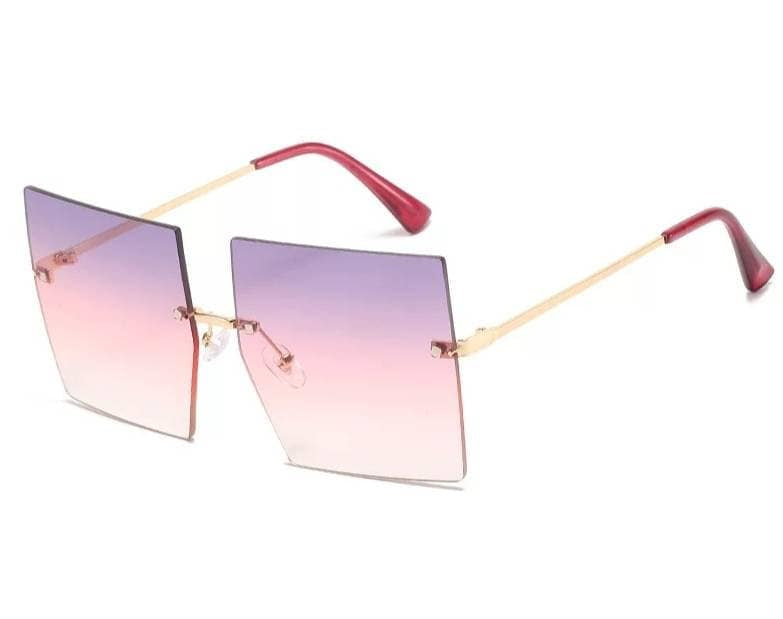 Square Rimless Oversized Sunglasses - Unisex