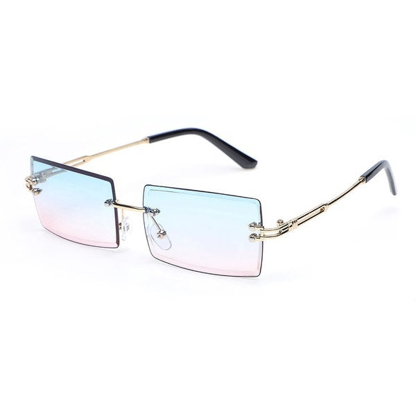Small Rimless Rectangle Sunglasses - Unisex