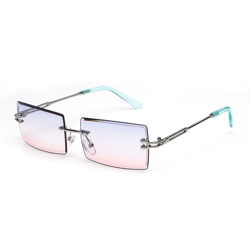 Small Rimless Rectangle Sunglasses - Unisex