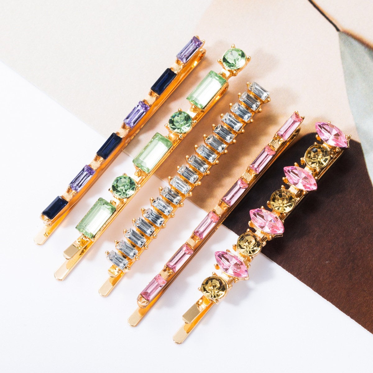 MIMI - Colorful Diamond Rhinestone Hairpin 5pc Set.