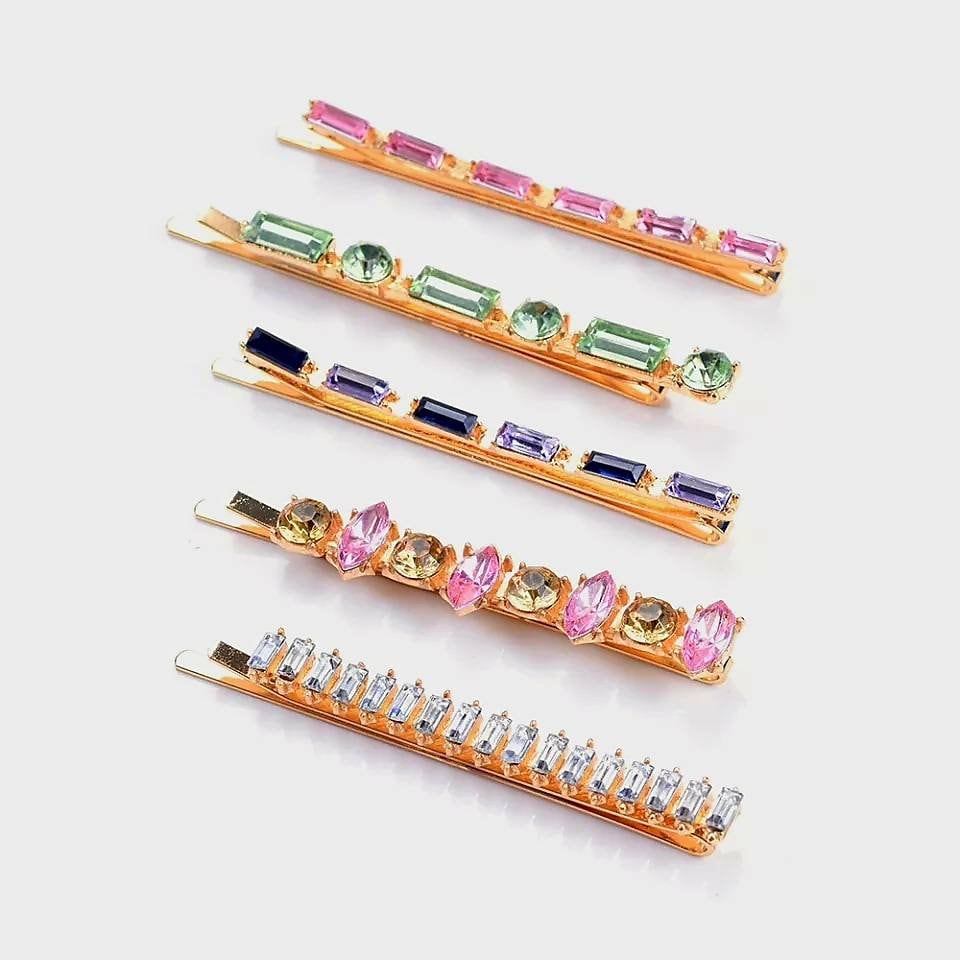 MIMI - Colorful Diamond Rhinestone Hairpin 5pc Set.