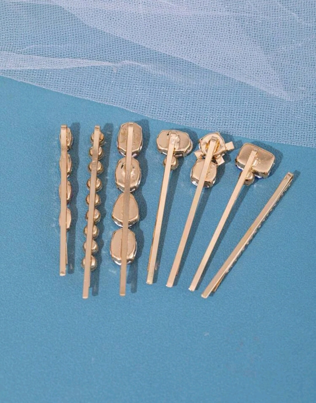 STELLA - Rhinestone bobby pin 7pcs hair pin set