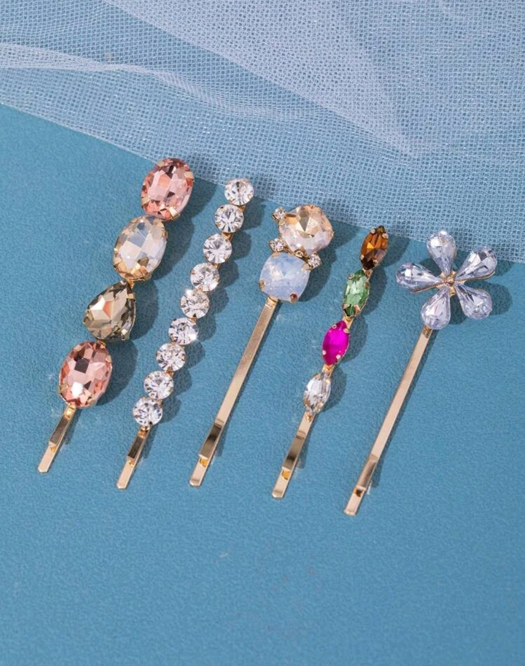 BELLA - 5pcs Rhinestone bobby pin hair pin set
