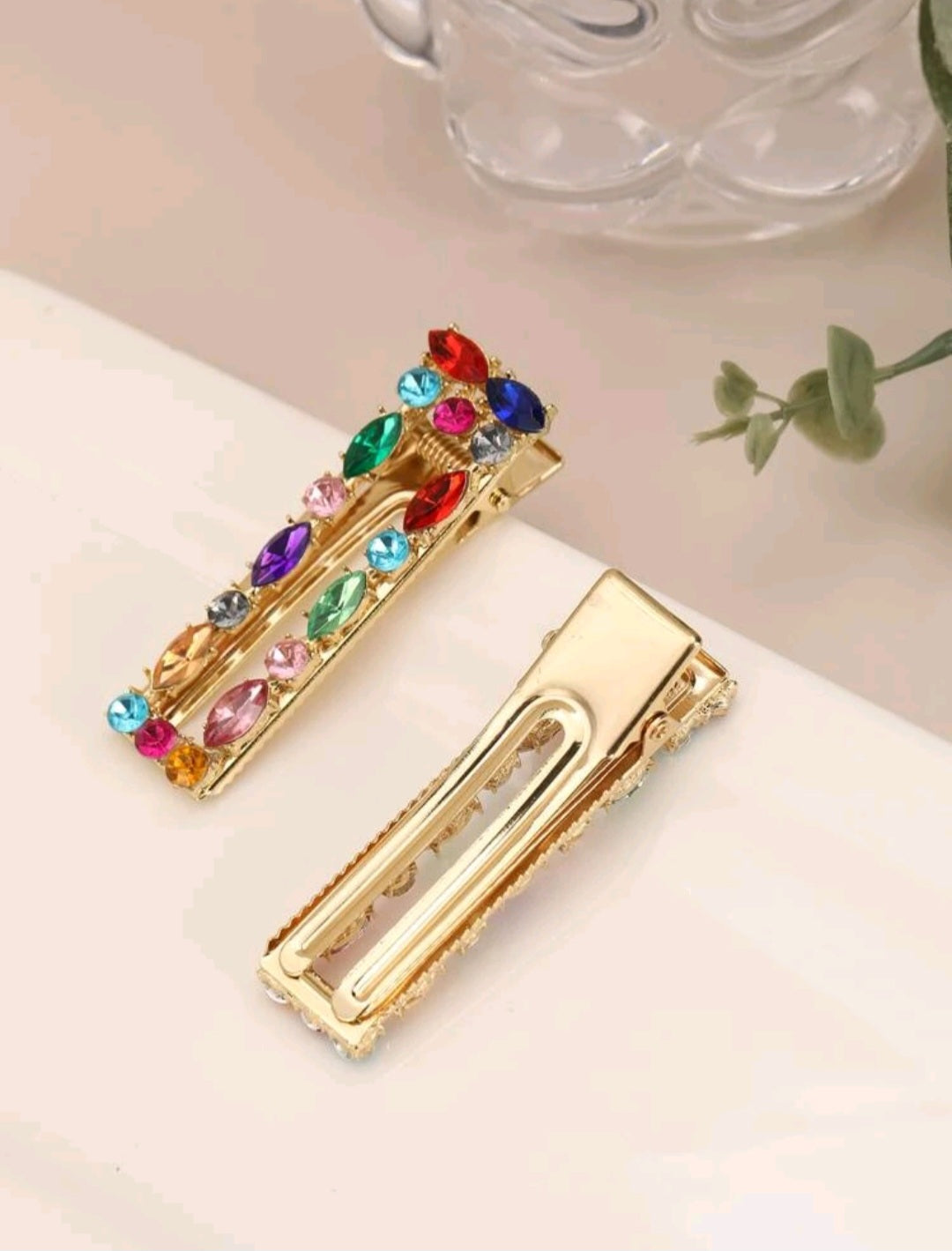 Square Colorful Crystal Alligator Hair Clip