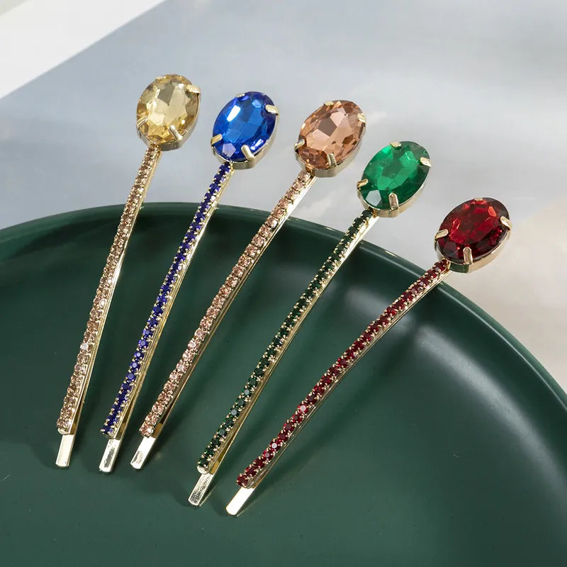 Oval Gemstone Rhinestone bobby pin