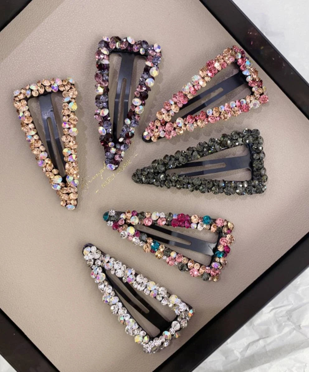 Triangle Crystal bling stylish snap hair clip
