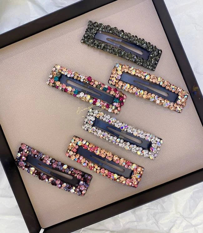 Regtangle Crystal bling stylish snap hair clip