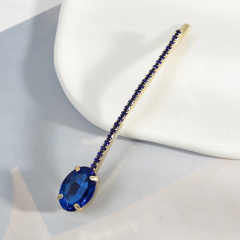 Oval Gemstone Rhinestone bobby pin