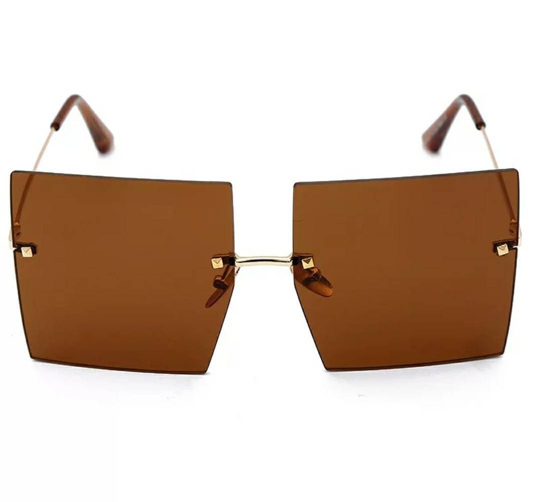Square Rimless Oversized Sunglasses - Unisex