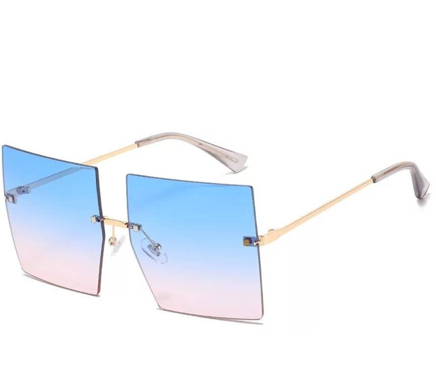 Square Rimless Oversized Sunglasses - Unisex