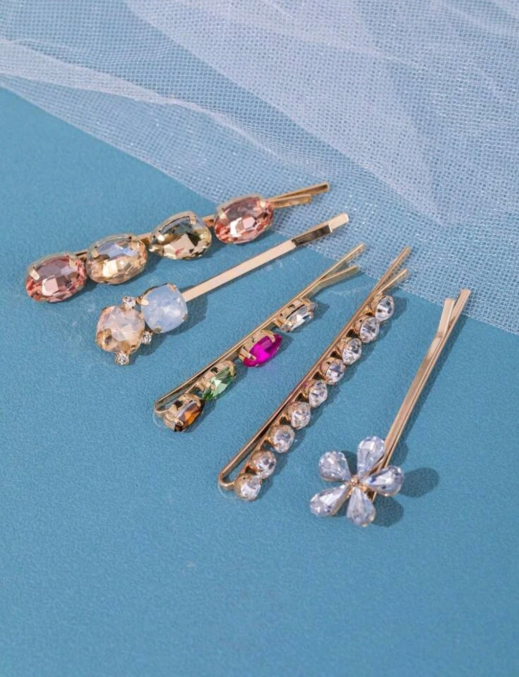 BELLA - 5pcs Rhinestone bobby pin hair pin set
