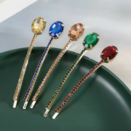Oval Gemstone Rhinestone bobby pin