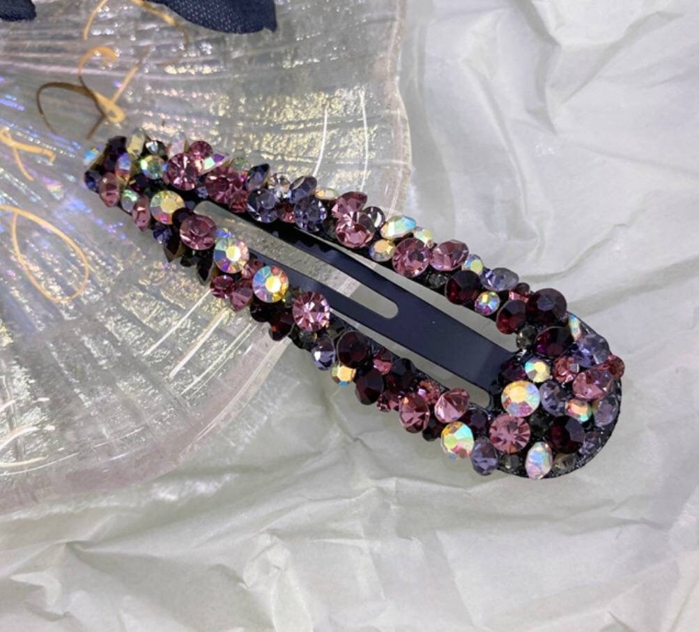 purple teardrop snap hair clips